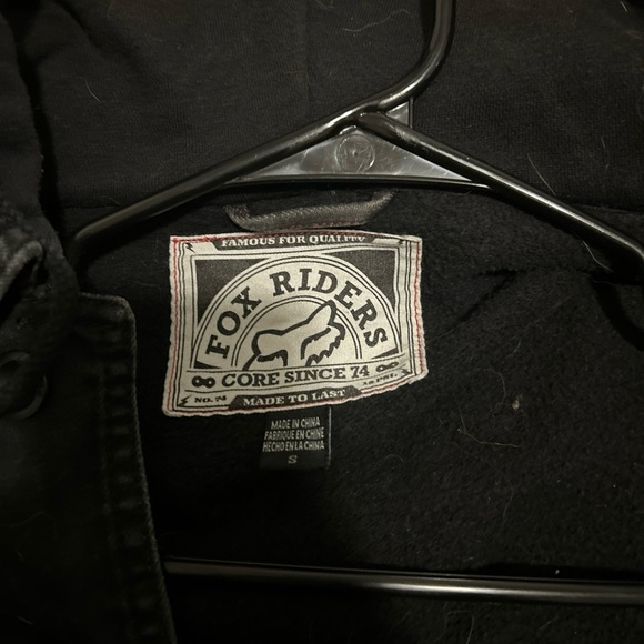 Fox Riders Denim Jean Mx Motorcycle Biker Black Hood Trucker Jacket Size Small - Picture 14 of 14